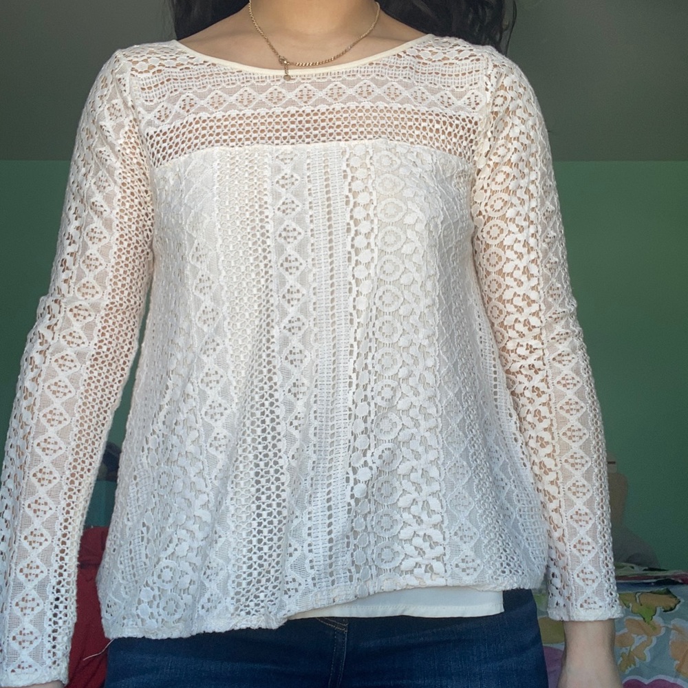 Hollister white lace top